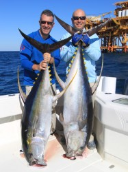 Montauk Tackle shirts with a couple of solid yellowfin tuna out of Venice, LA